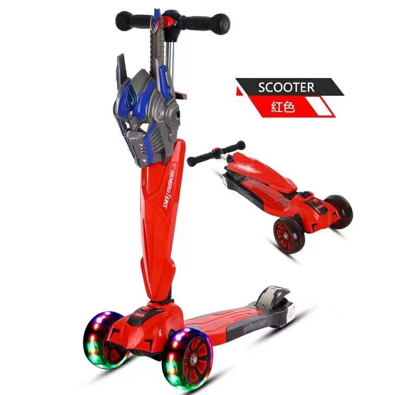 Transformers Series Autobots Toys Scooters for Kids Cool Masks with Lights Music Sword Widen Flash Wheels for 3-12 Years Old