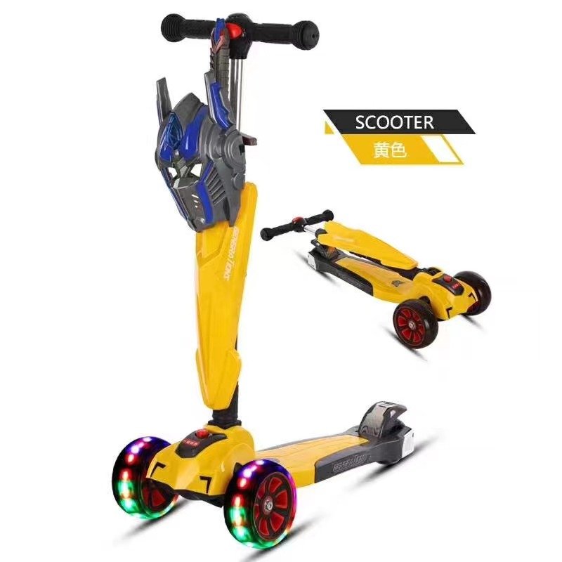 Transformers Series Autobots Toys Scooters for Kids Cool Masks with Lights Music Sword Widen Flash Wheels for 3-12 Years Old