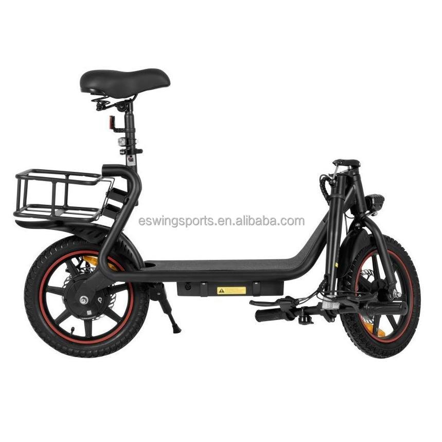 ESWING 14 Inch 2 Wheel 500W 48V 22.5Ah Scooter Bike Long Range Rear Basket Adults Folding Electric Scooter With Seat
