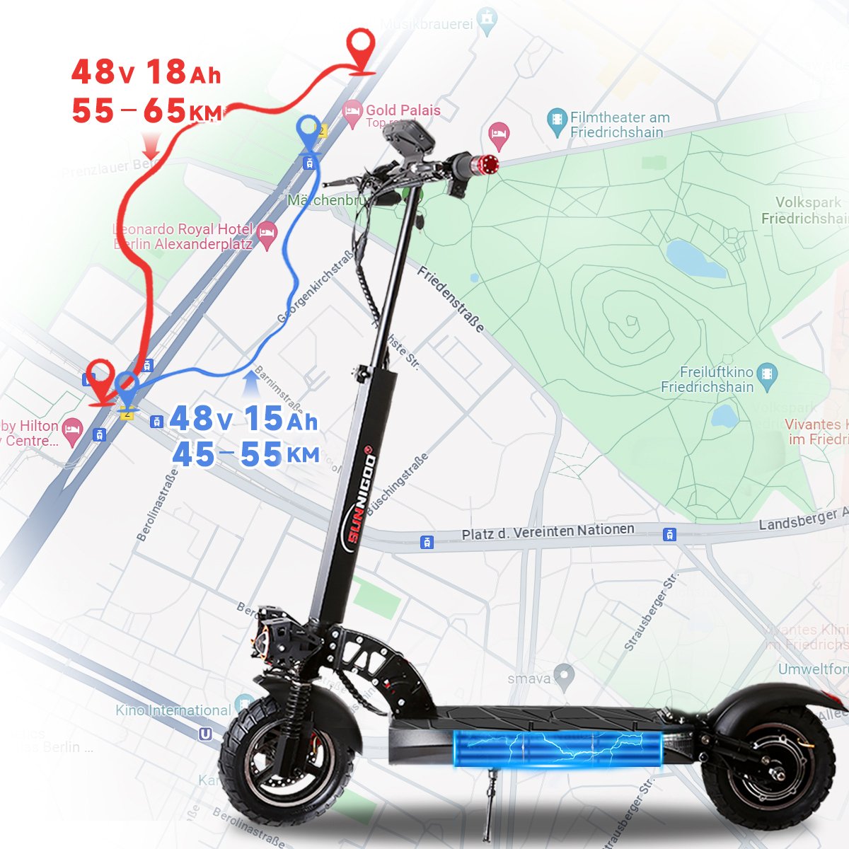 50KM Long Range 45KM/H High Speed Intelligent Fast Electric Scooter Fat Tyre 10 Inch 800W Electric Scooter for Adults