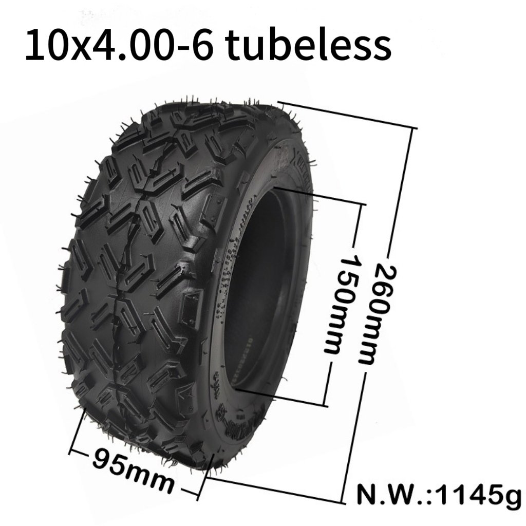 Manufacturer Off-road Damping Vaccum Tire Common Road Type Scooter Wheels 10x4.00-6 Off-road vacuum