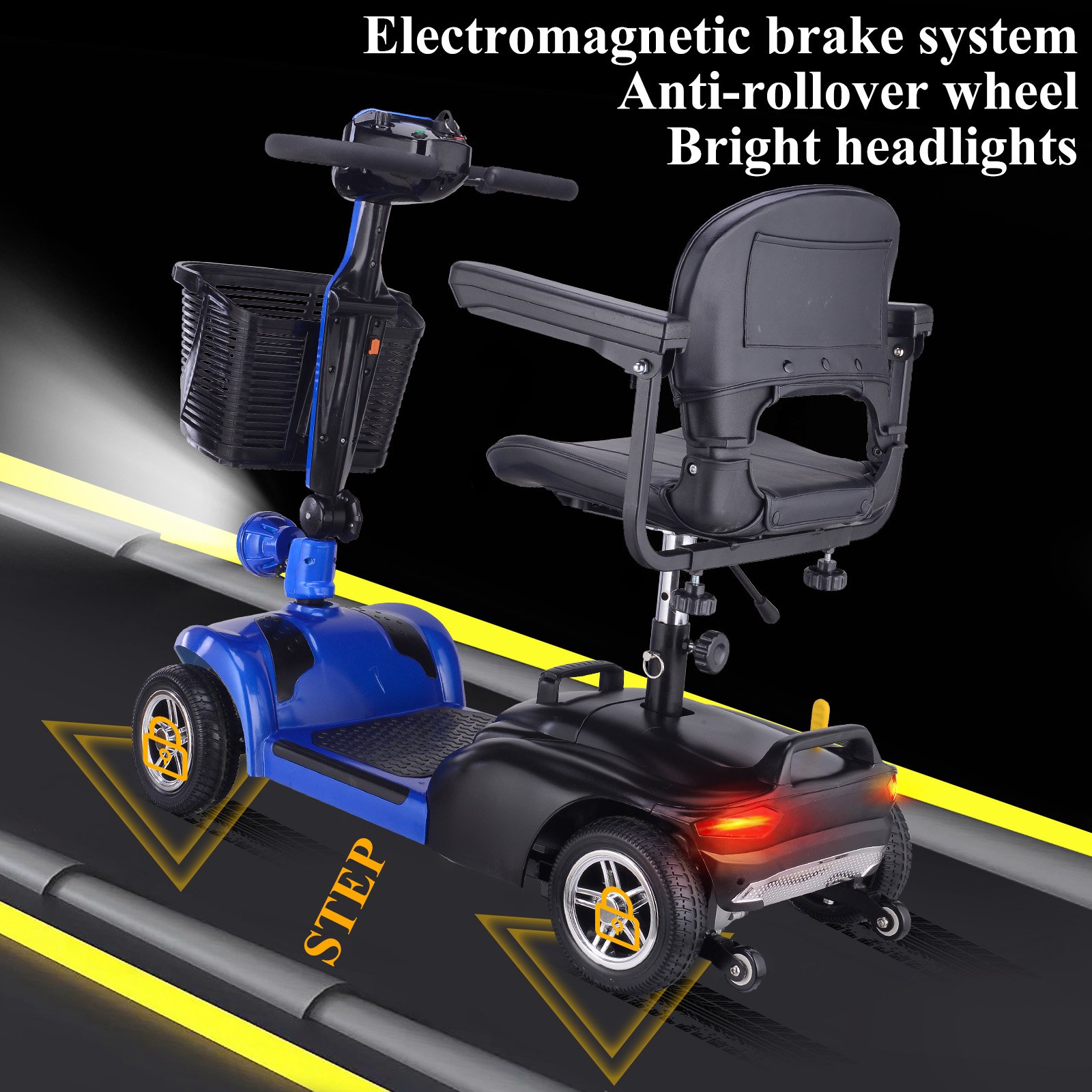 TOODI D10 US Warehouse 24V 20Ah 4 Wheels Elderly Electric Scooter Disabled Handicapped Folding Mobility Scooter For Seniors