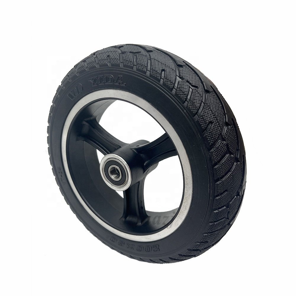 200x50 Solid Wheel Non-Pneumatic Tire with Aluminum Alloy Rim for Folding Electric Scooter 8 Inch Front Wheel Parts