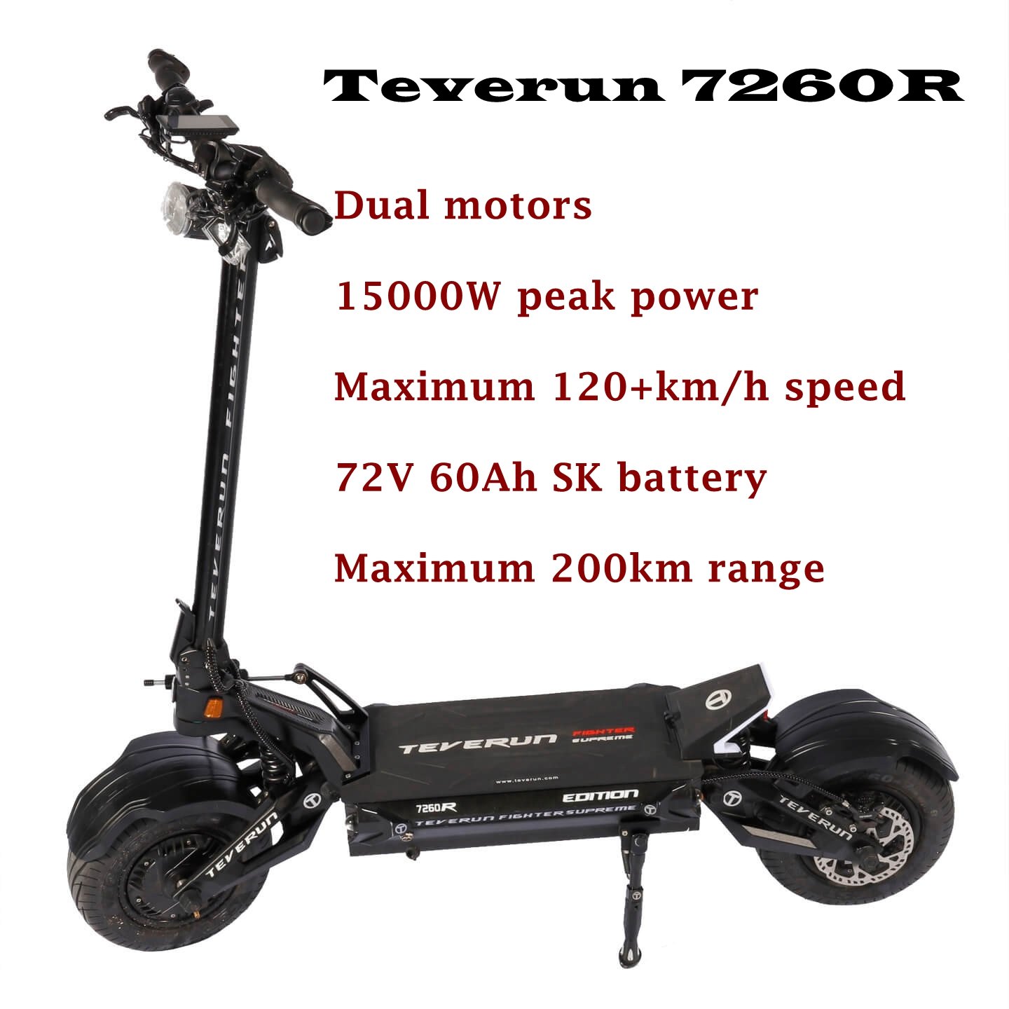 Teverun Fighter Supreme 7260R Electric Scooters with 4-piston Hydraulic Brake, Kick Scooters for Outdoor Use