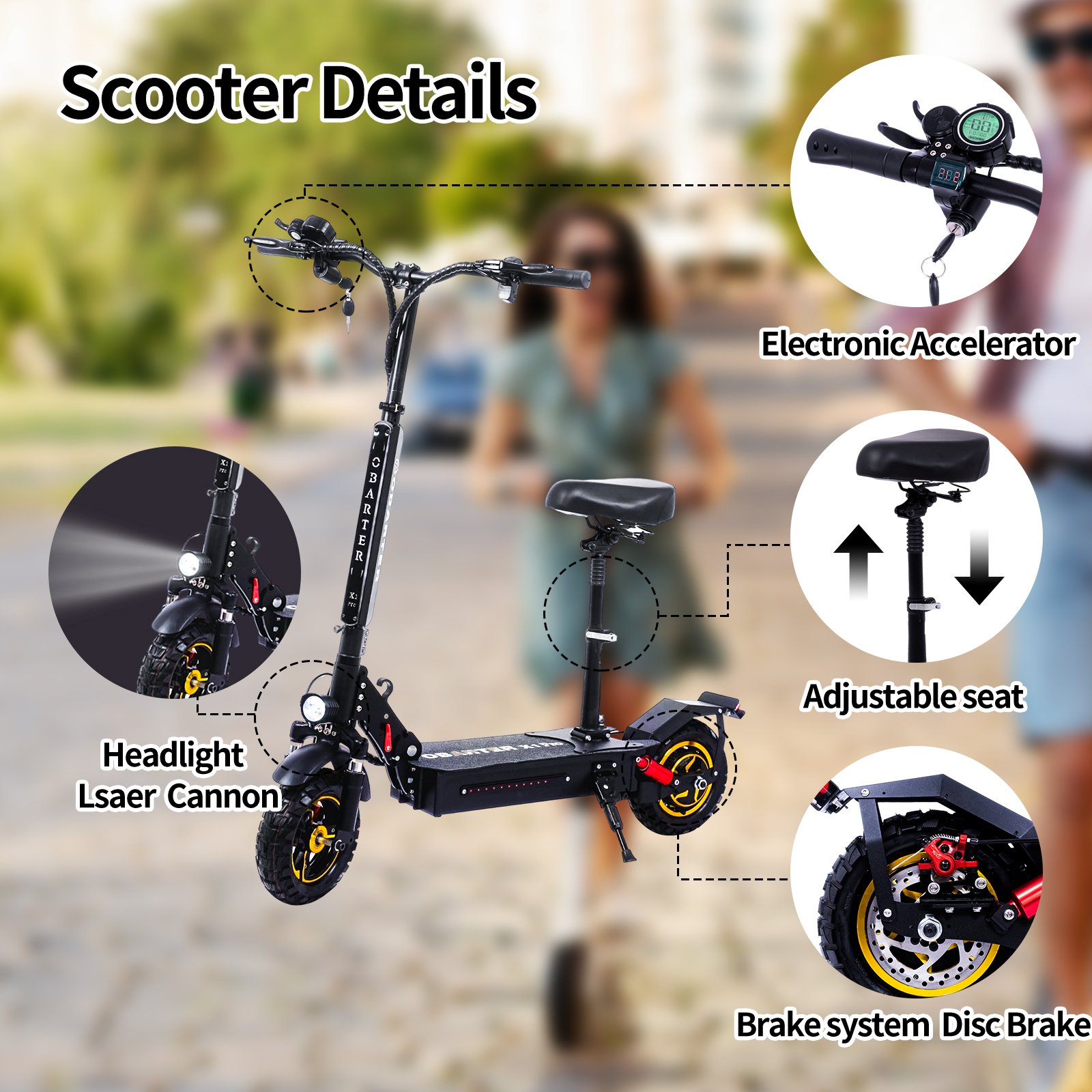 Obarter 1000W X1Pro Foldable Escooter Usa Eu Warehouse  Off Road Tire Folding Two Wheel Electric Scooter For Adults