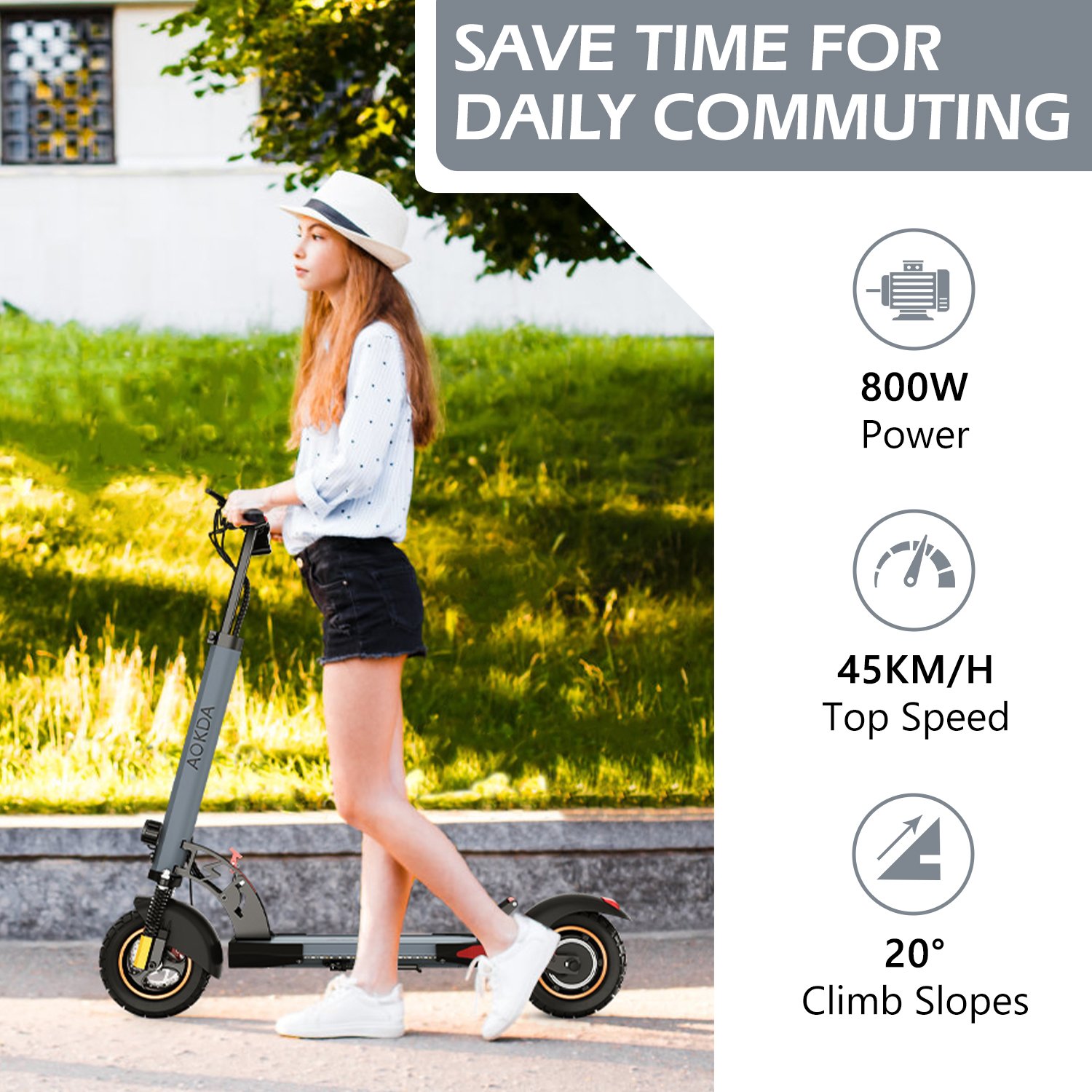EU & US Stock AOKDA A1 10inch 800W Foldable Electric Scooter Digital Adult Trottinette Electrique Smart Electric Scooter