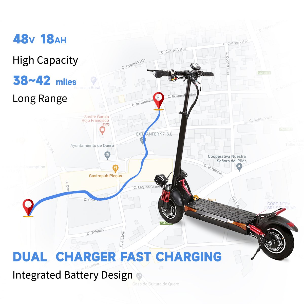 ebike 1000w Off Road Electric Scooter Germany UK Warehouse Electric Scooter 10Inch Fat Tyre 17.5ah Battery Powerful Dropshipping