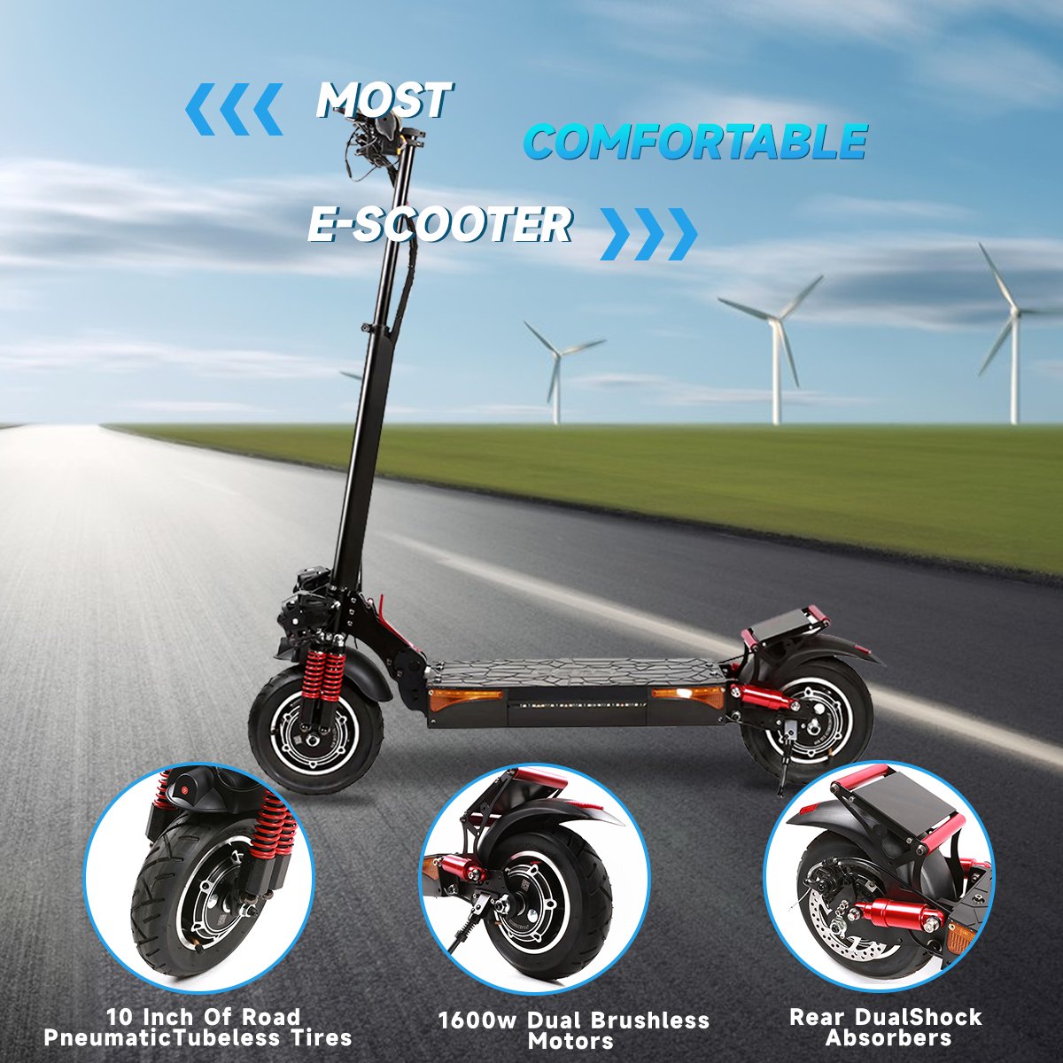 ebike 1000w Off Road Electric Scooter Germany UK Warehouse Electric Scooter 10Inch Fat Tyre 17.5ah Battery Powerful Dropshipping