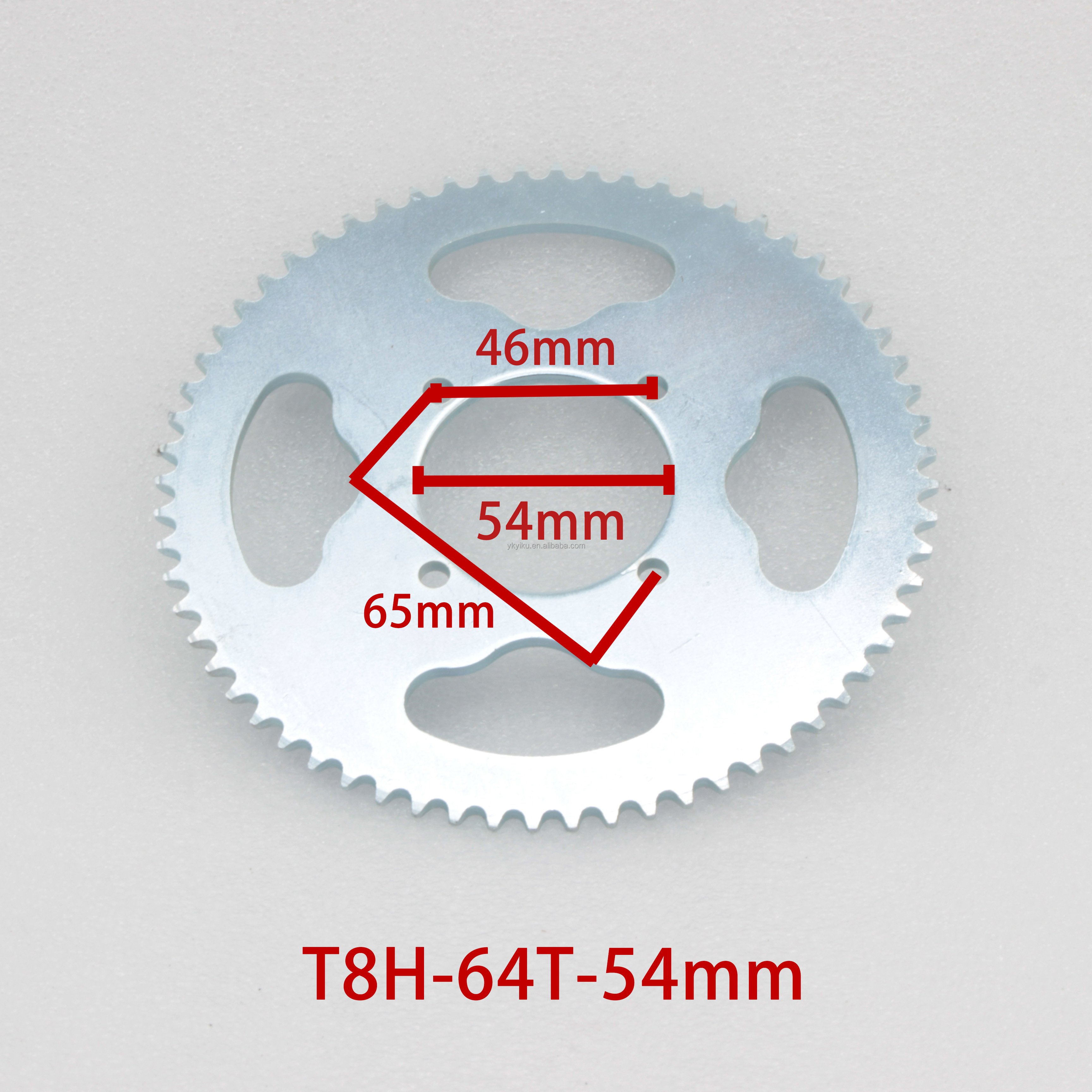 64Tooth 54mm T8F Chain Sprocket Rear Wheel Sprocket for Motocross Mini Moto Motorcycle Electric Scooter Tricycle Parts