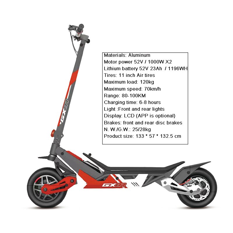 China Supplier Kick Portable Scooter Electric 70km/h 11inch Air Tyre Offroad Customize Electric Scooter