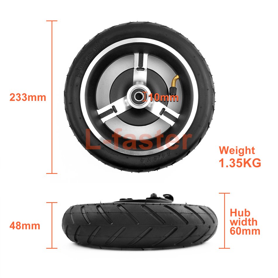 8.5 Inch Drum Brake Scooter Wheel With An Axle And Brake Handle With Brake Cable For Electric 2-Wheel Scooter
