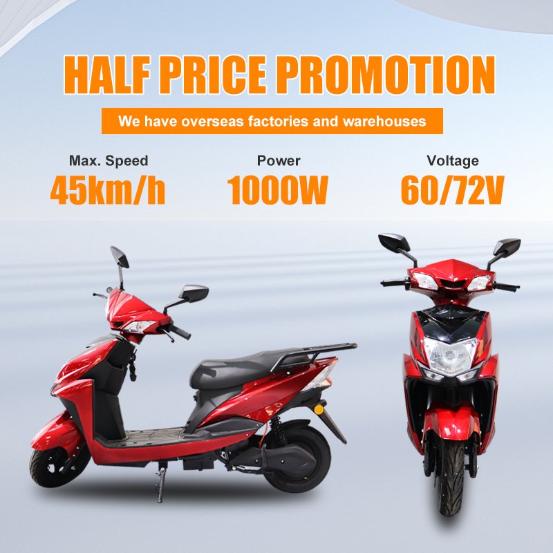Wholesale Half Off Spot Cheap Electric Moped Scooter High Power Electric Motorcycle BLDC 1000W 60V 72V 20Ah Electric Scooter
