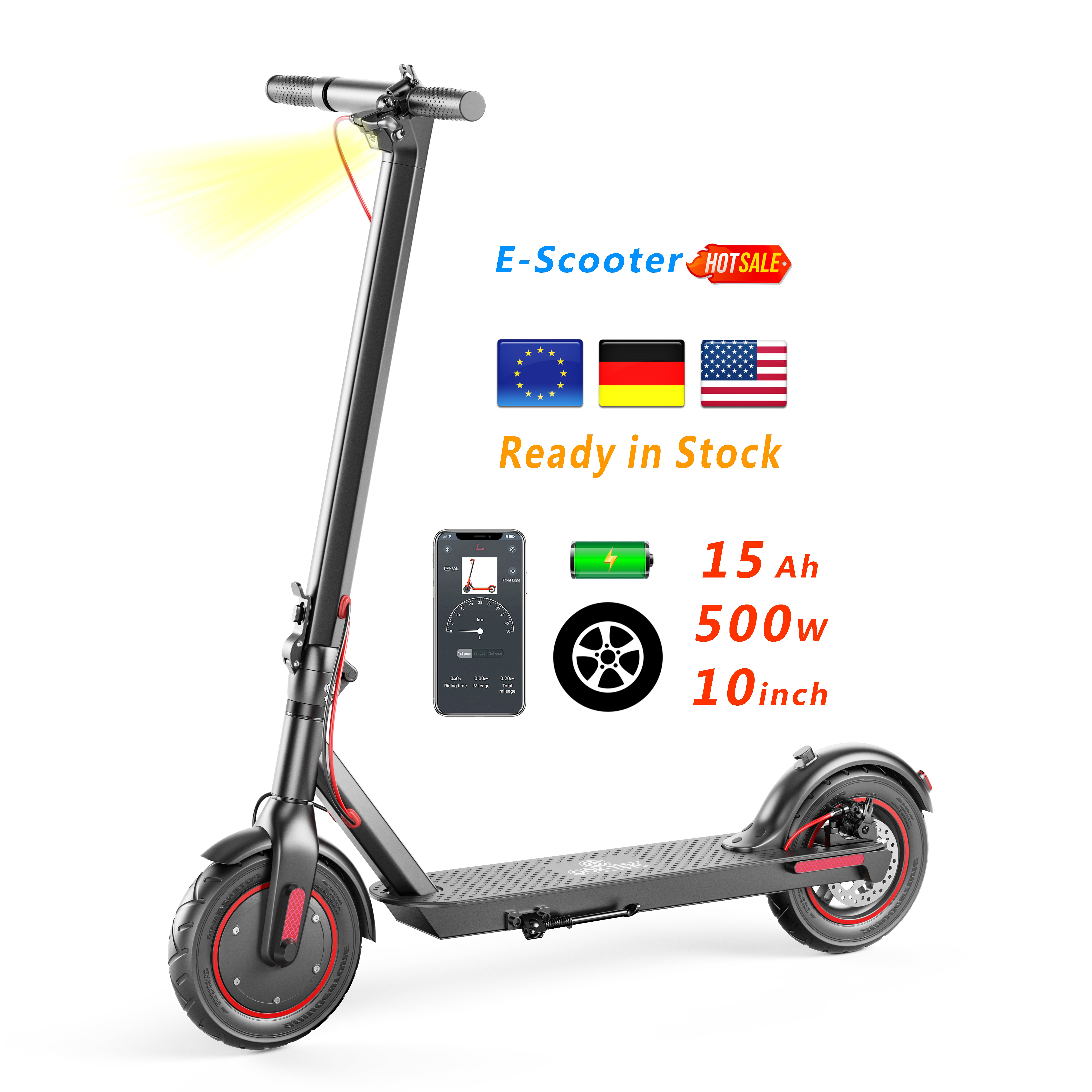 EU USA Stock V10 E-Scooter 10inch 30Kmh Elektro Trottinette 500W Wholesale Tretroller Pro 1S M365 Electric Scooter