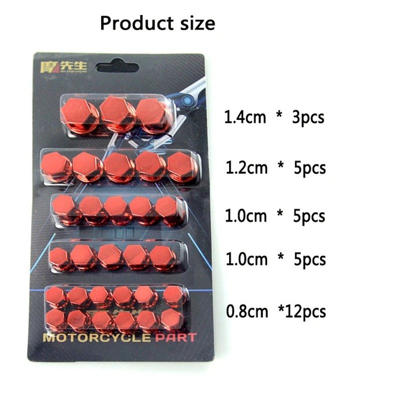 30pcs Motorcycle Colored Nut Cover Modification Screw Cap Decoration for Motor Scooters Electric Car Accessories 1.4/1.2/1/0.8CM