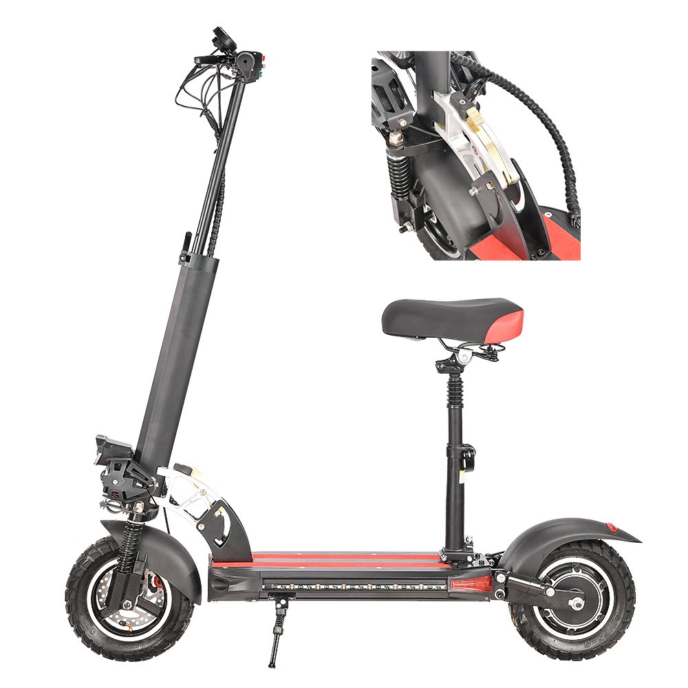 E-scooty 800W Foldable Electric Scooter with Seat New Design Cheap Three-light Off-road Wide Tire Adults Unisex - 18ah 200KG