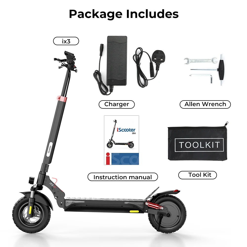 EU warehouse iScooter iX3 e scooter electric 10 inch Off-road Shock Absorbers Electric Scooter for adult