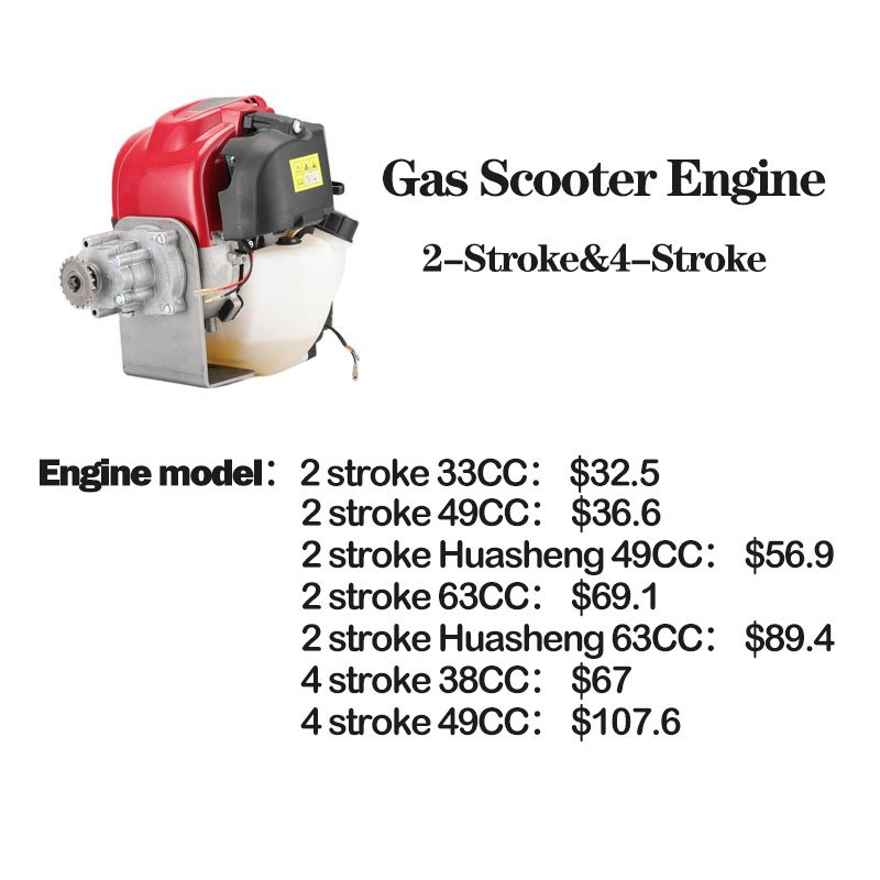 2-Stroke&4-Stroke 49cc Mini Motorcycle Engine Assembly Hand-Pull Gas Scooter Engine