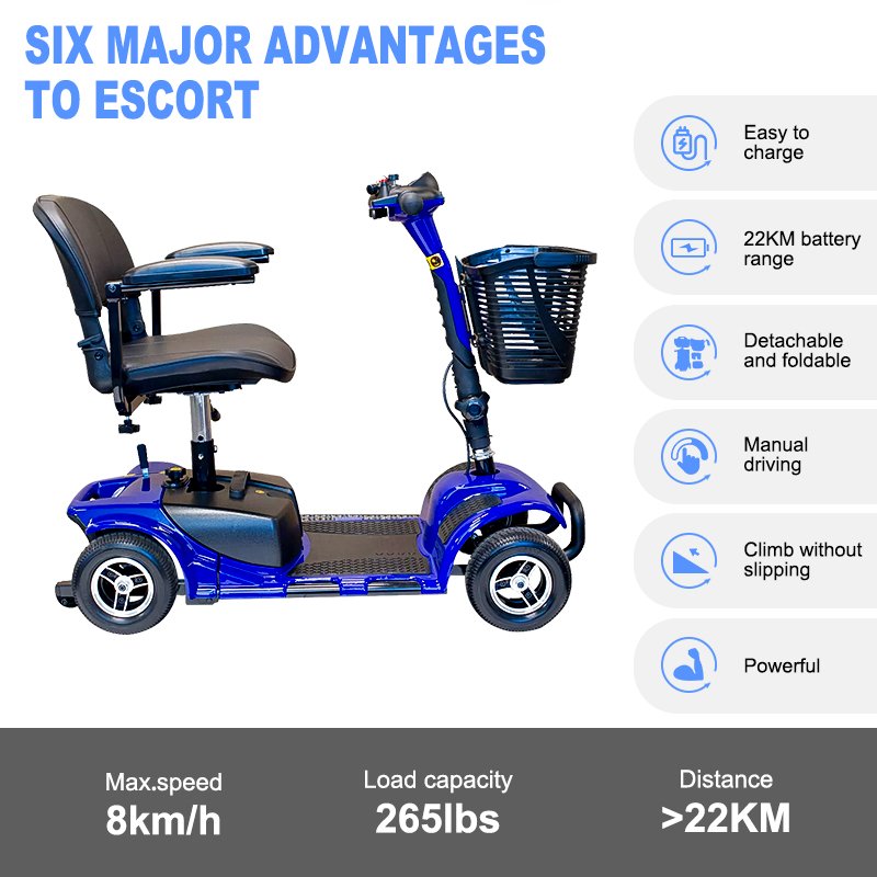 Travel 4 Wheels Elderly Electric Scooter Disabled Handicapped Folding Mobility Scooter For Seniors
