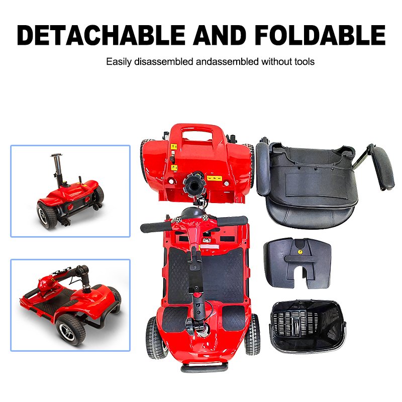 Travel 4 Wheels Elderly Electric Scooter Disabled Handicapped Folding Mobility Scooter For Seniors