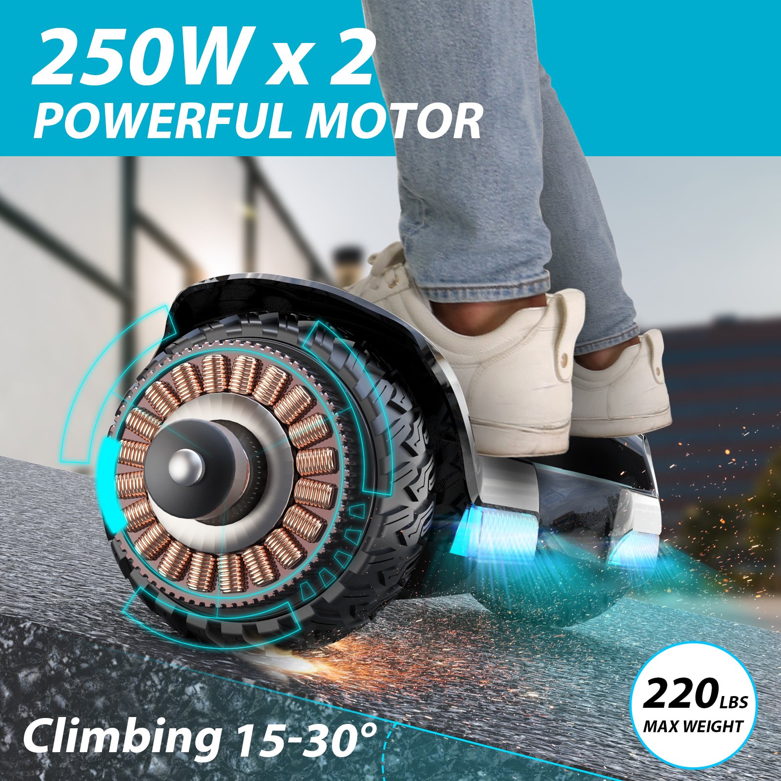 Gyroor High Quality Safety 6.5 blue tooth 700w 36V Electric Scooter Hoverboard balance off road karting very cheap