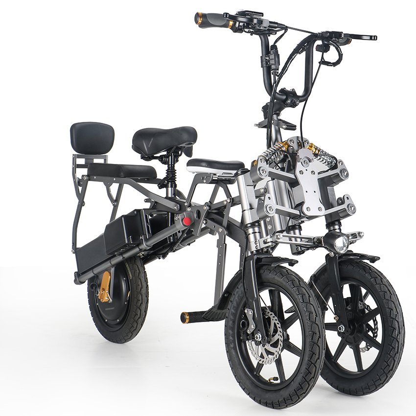 Hot sale 14-inch 500w electric scooter USA Europe,Popular model 3 wheels dual battery foldable e bike 48v