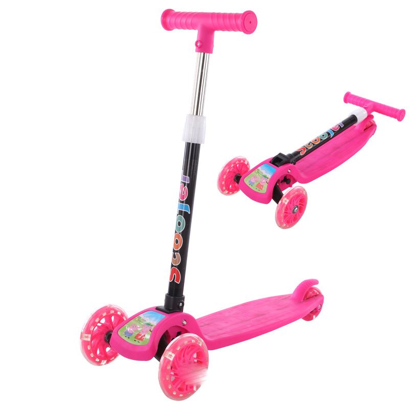 wholesale abs foldable folding kids kick pedal scooter for kids 3 wheel with rubber wheels light