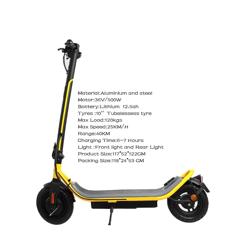 New Model 500 Watt Lithium Electric Scooter 15Mph 36V Tire 10 Inch Tubeless Electric Scooter
