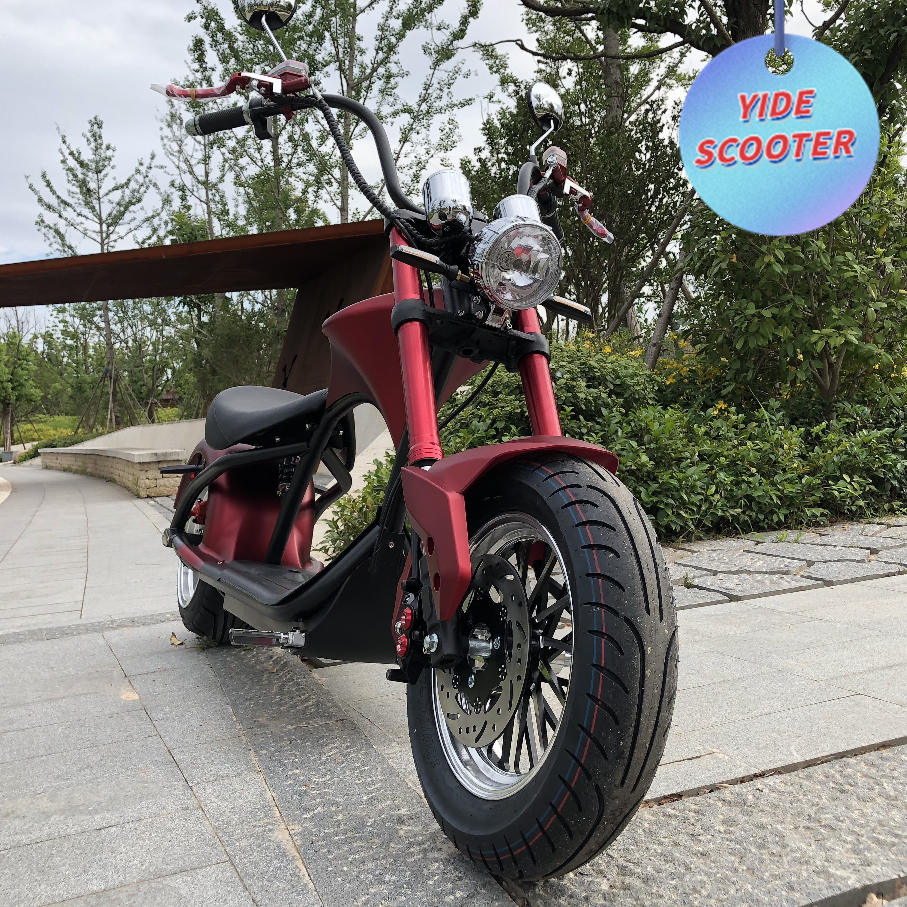 YIDEgreen New Electric Scooter With Big Wheels Chopper Style EEC COC Citycoco Steel Frame Disc Brake Electric Motorcycles