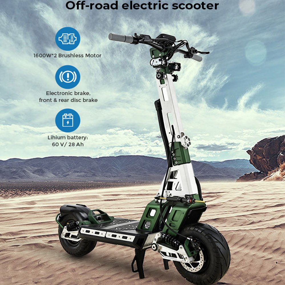 Top Standard 60v 3200w Powerul 13 Inch Pneumatic Tire Dual Motor Long Range Offroad Off Road Escooter E Adults Electric Scooter