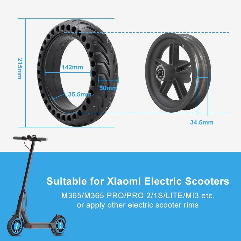 8 1/2 2 Electric Scooter Cityneye M365/PRO Honeycomb Tubeless Tire Rubber 8.5 Inch Non-Pneumatic Solid Tyre Spare Parts