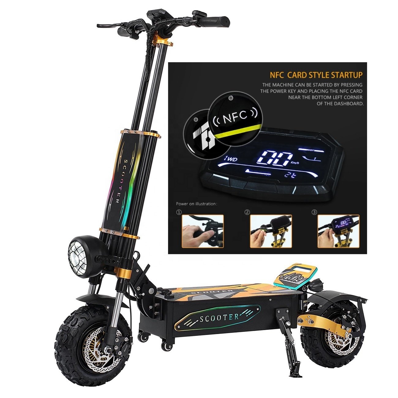 2024 new NFC intelligent anti-theft 6000W dual motor 120km ultra long endurance adult off-road fast electric scooter