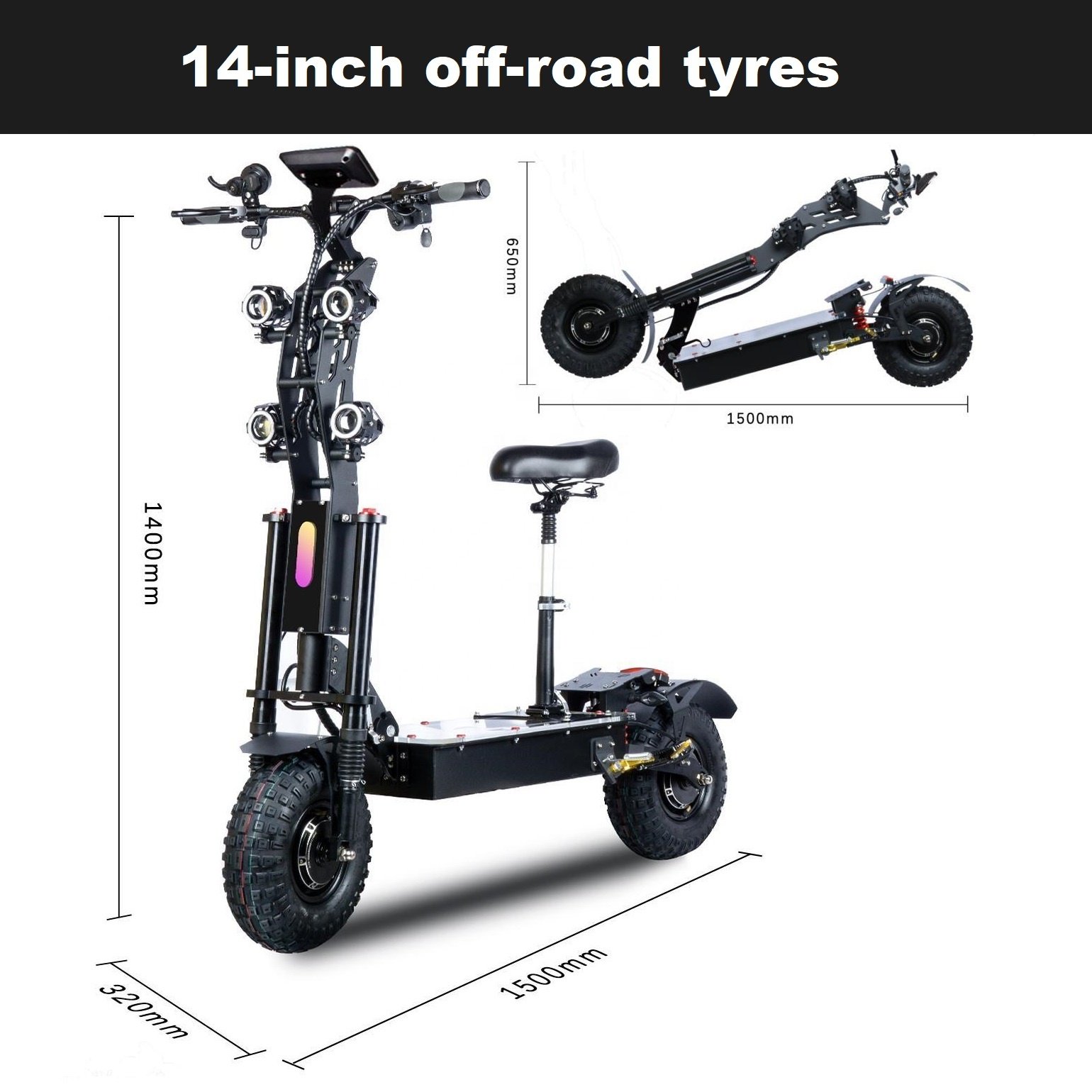 2024 New 8000w 10000w 72v/50ah/60ah/100ah Dual Motor 14 Inch Wheel Foldable Electric Scooter For Adult