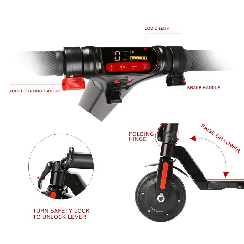QMWHEEL H6plus Scooter with USB Charger 350w Folding Rear Suspension Adult Electric Scooters