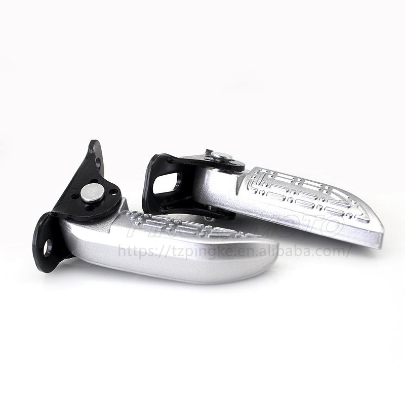 Comfortable Silver Aluminium Alloy Motorcycle Rear Passenger Footrest Pedal Electric Bicycle Parts Factory Direct Wholesale