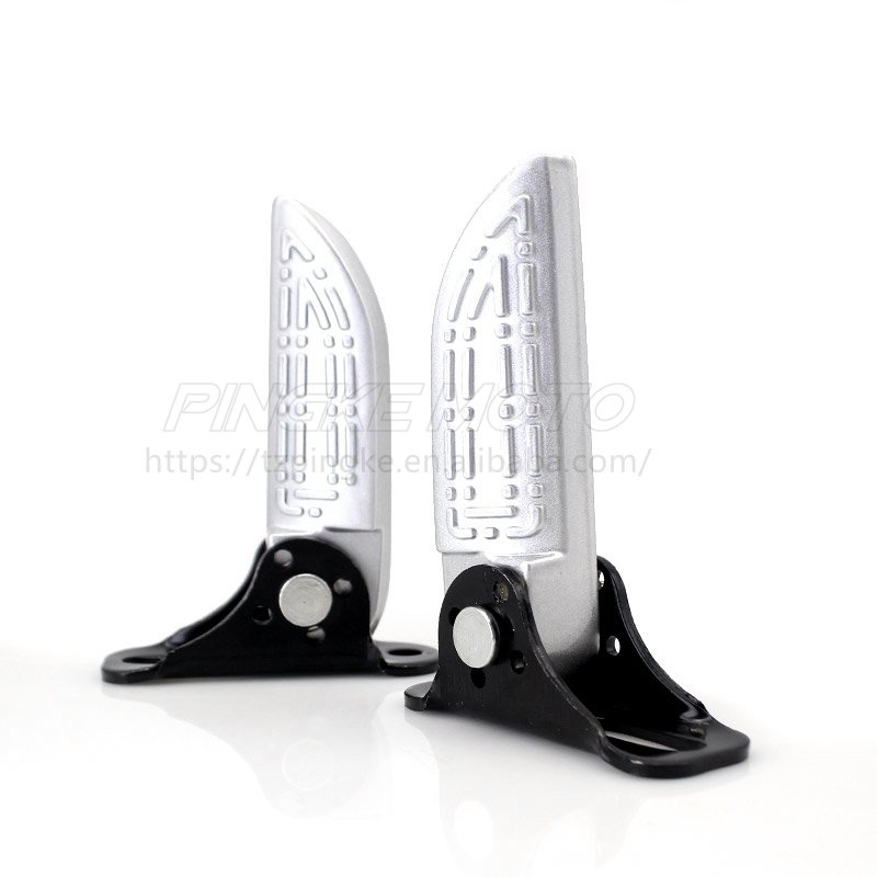 Comfortable Silver Aluminium Alloy Motorcycle Rear Passenger Footrest Pedal Electric Bicycle Parts Factory Direct Wholesale