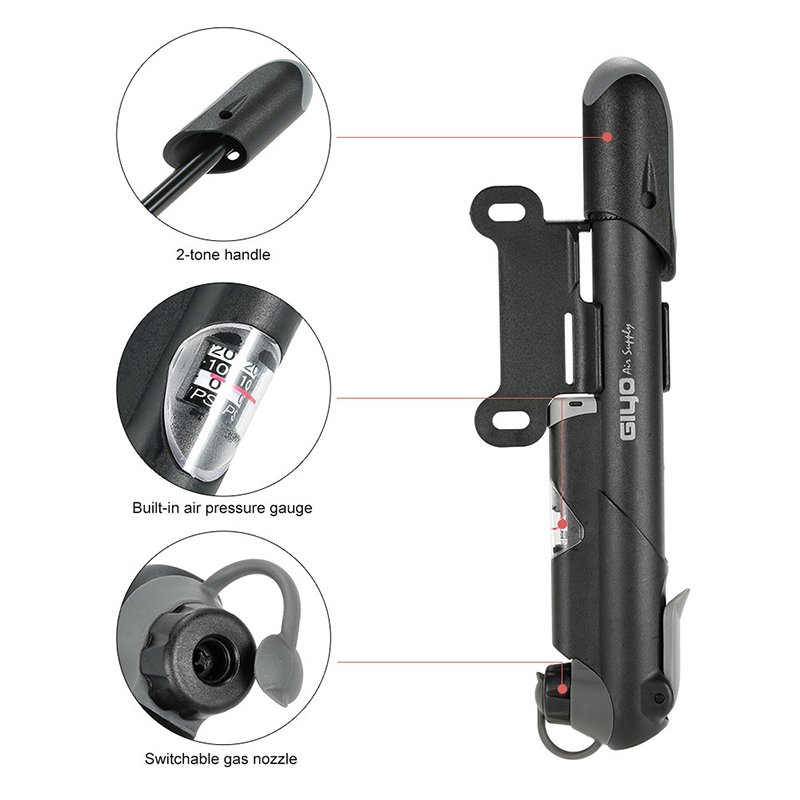 New Image Bicycle Mini Air Pump Compact Portable Road Mountain Bike Cycling Scooter Pump Pressure Gauge Bike Electric Pump Air