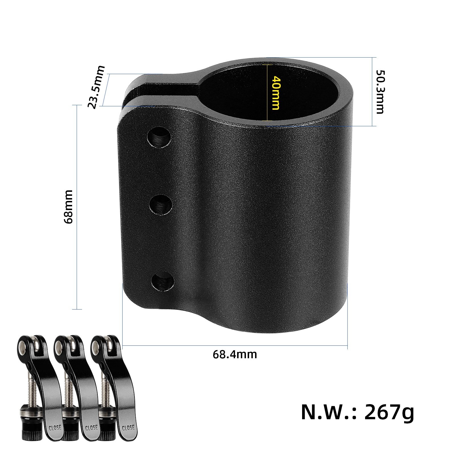 3 Holes Reinforced Lock Clamp For Kaabo Mantis 10 Electric Scooter Accessories Pole Clip Strengthen Safer Extended Lock Parts