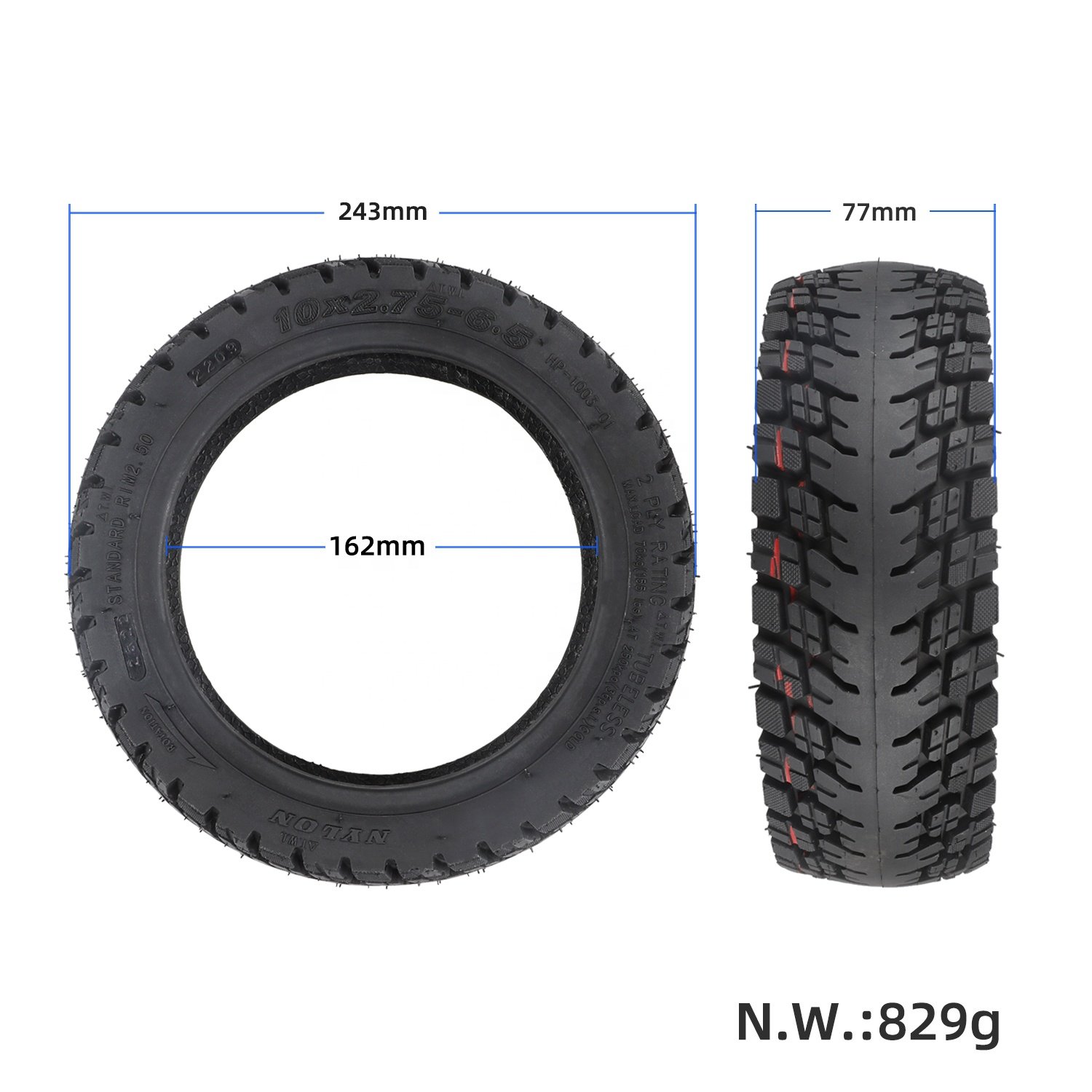 Ulip 10*2.75-6.5 Off-road Scooter Tubeless Tire 10x2.75-6.5 Vacuum Widen 10 inch Tire for Electric Scooter Parts Tyre Repairing
