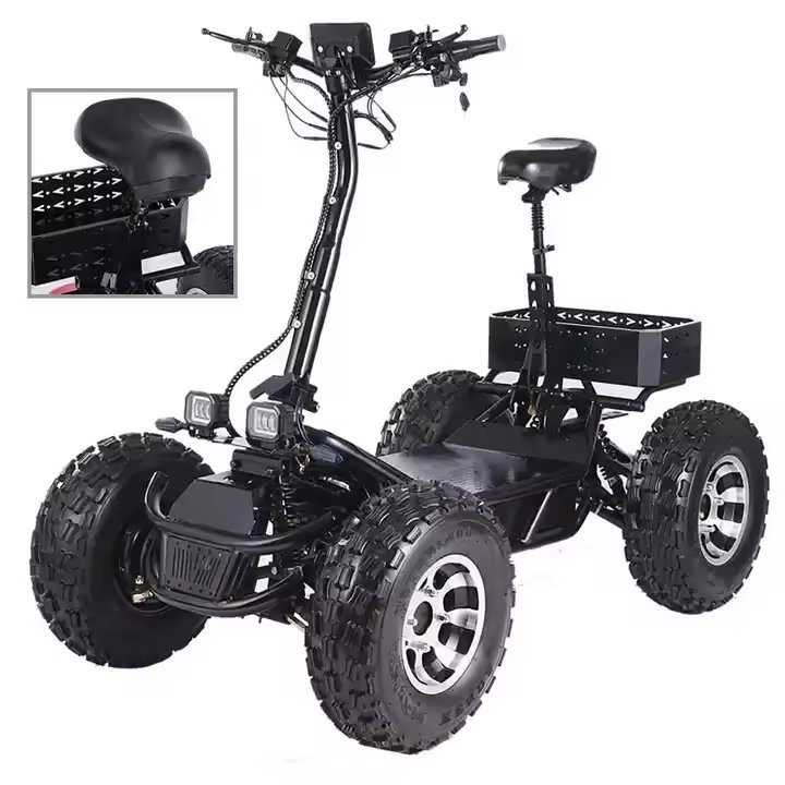Heavy-Duty Off-Road 6000W Powerful Foldable Beach ATV Electric Scooter with Lithium Battery Power