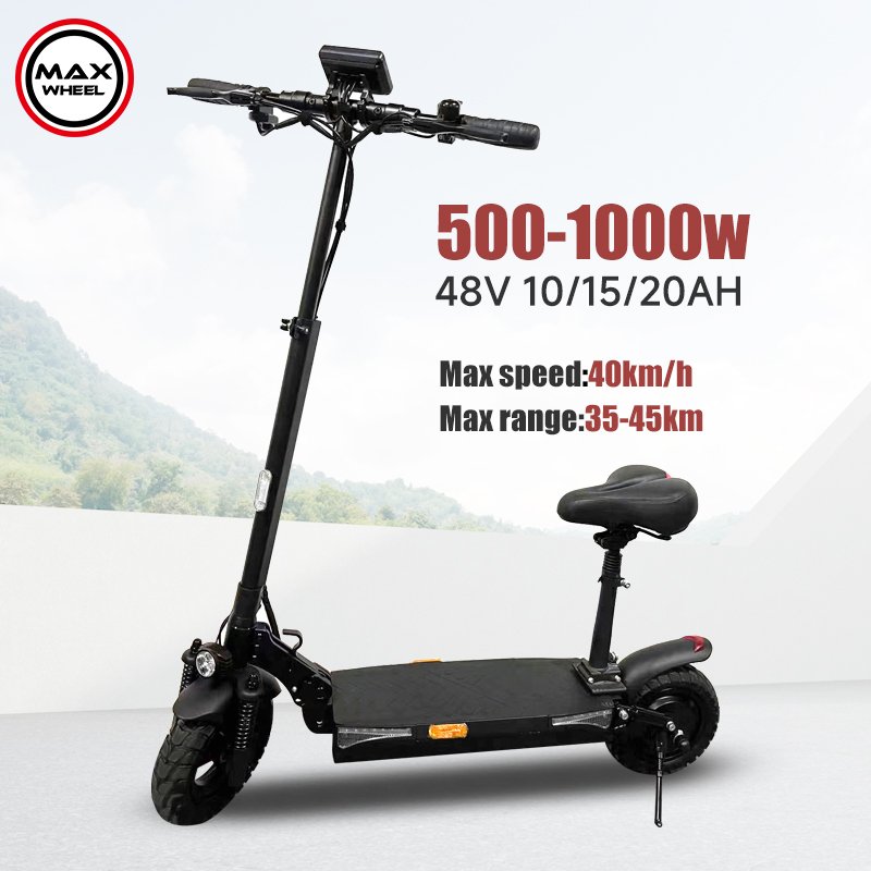 Maxwheel T4 model 1000w high-power dual motor height adjustable large LED display screen off-road adult electric scooter