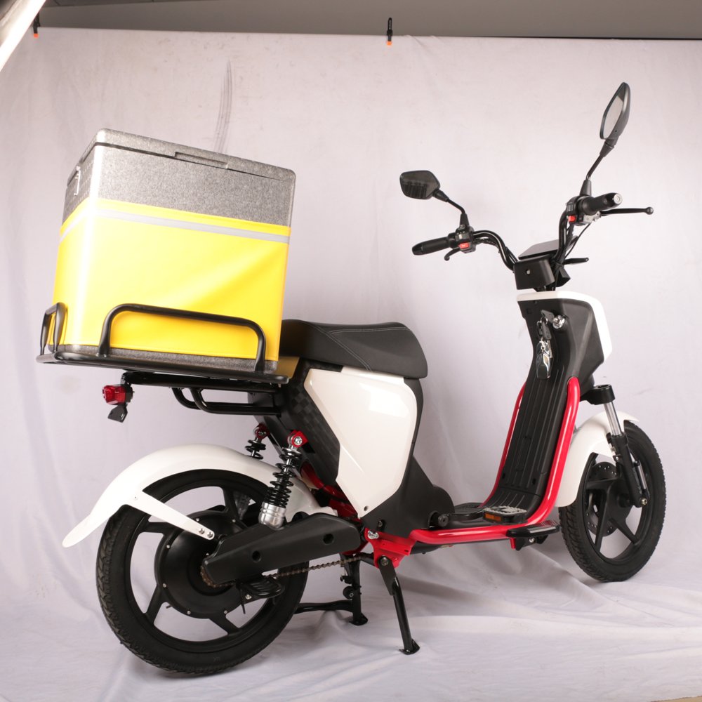 Long range adult pedal assist cargo fast food pizza delivery rear rack / baby seat electric moped scooter motorcycle motorbike