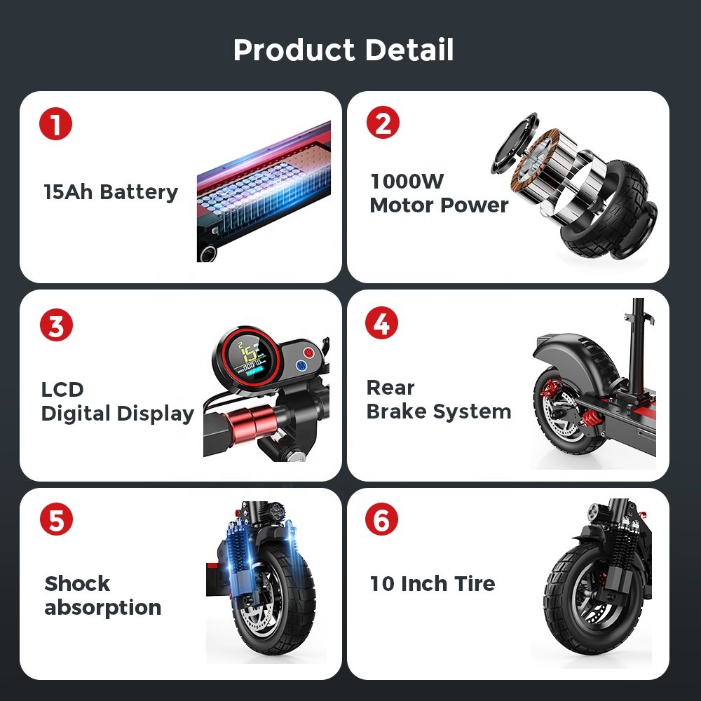iScooter iX5 Electric Scooter Adult 1000W 15AH Battery Off-road Electric Scooter for Adult Electric Kick Scooter with seat