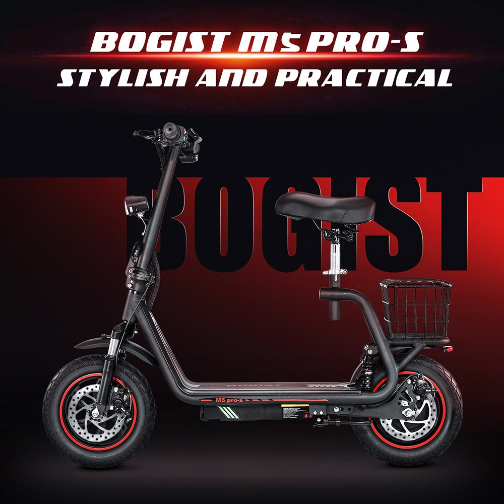 New Arrival EU Warehouse 48V 13Ah 12 Inch 500W 48km/h Bogist M5 Pro-S Electric Scooter with Seat And Tool bag