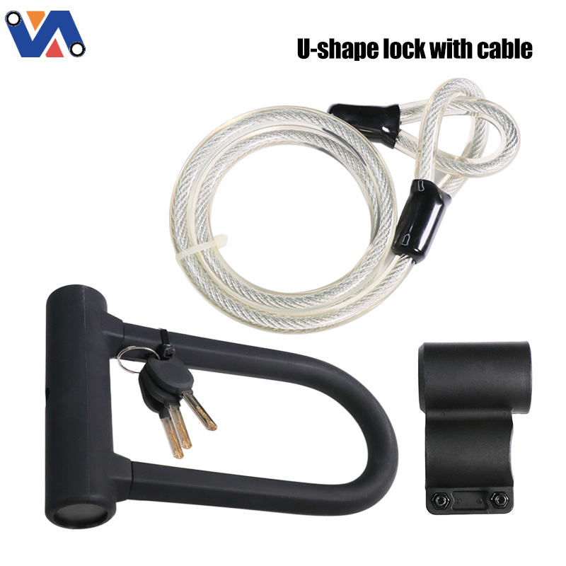 New Image Bike Parts Cycling Bicycle U Shape Lock MTB Durable Portable Road Bike Cable Motorcycle Lock Security U Lock