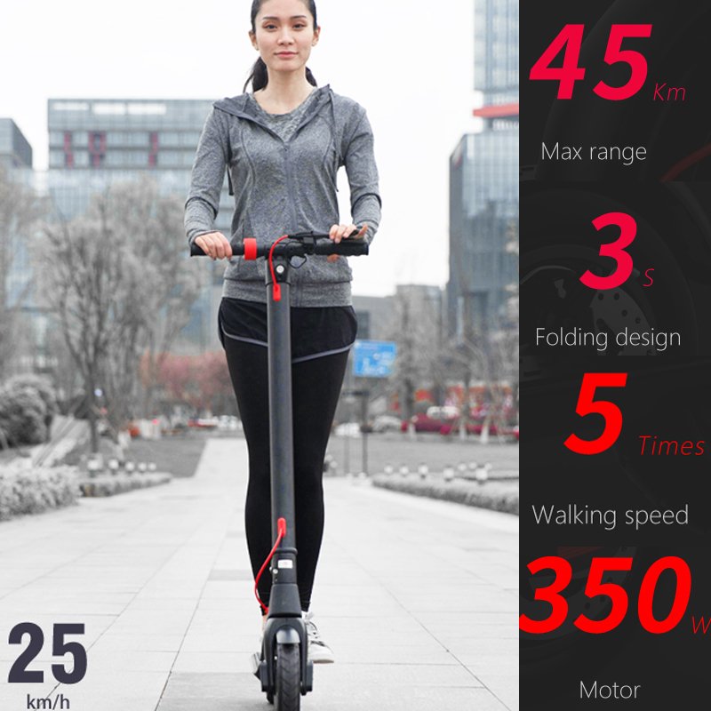 KIXIN Unisex X8 Electric Scooter 350W Motor Power 35Mph Max Speed 20KM Range per Disc Two-Wheel Mobility Fat Best Water Scooter
