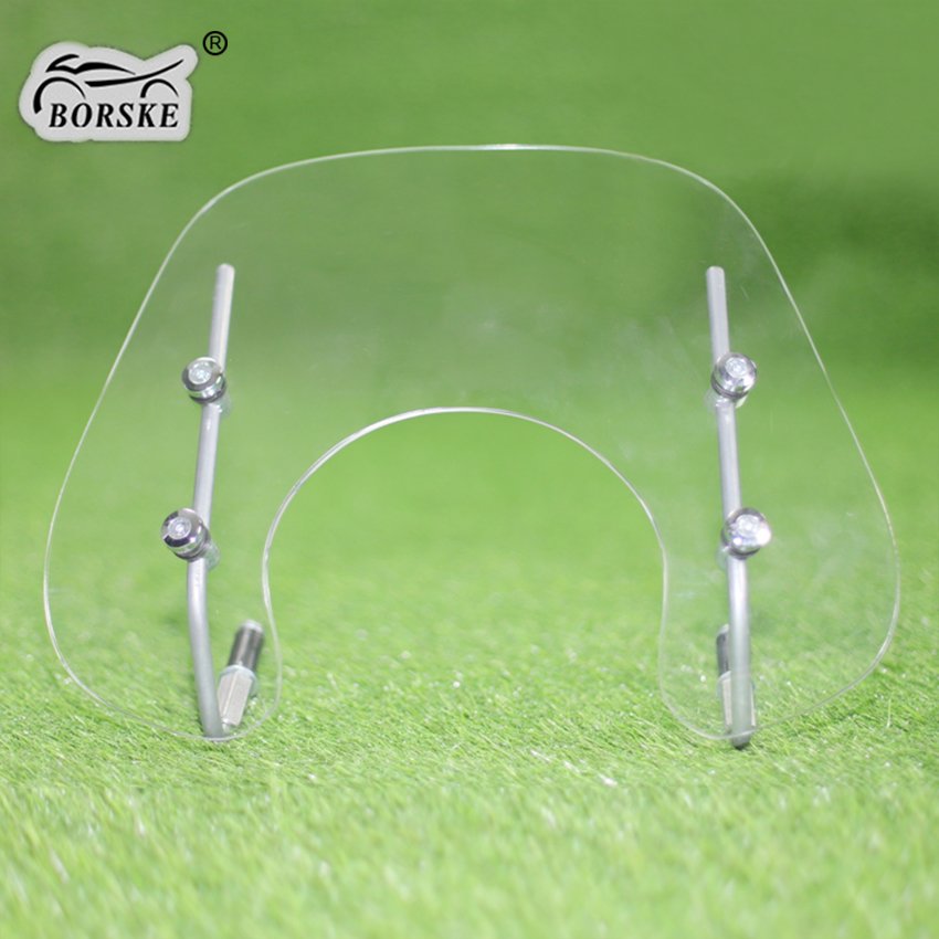 BORSKE Wholesale Motorcycle Windshield Deflectors Clear Windscreen Vespa Parts Scooter Windshield For Vespa Sprint Primavera 150