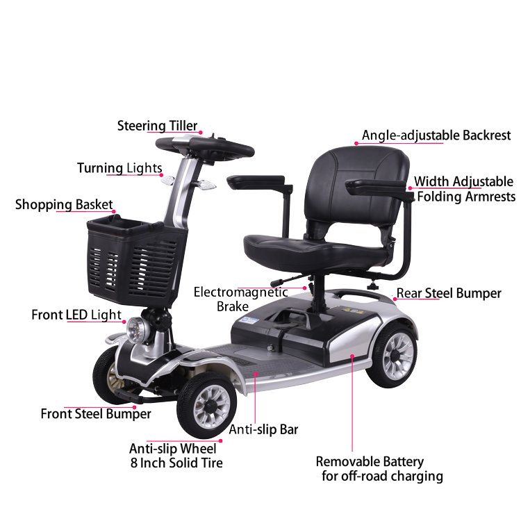 2022 Electric Scooter 250w 4 Wheel Adult Mobility Scooter For Adults Handicapped Scooters