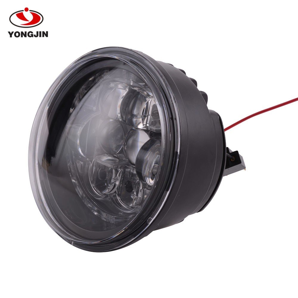 YongJin motorcycle parts & accessories Round LED headlight with Angel Eye For vespa scooter Primavera
