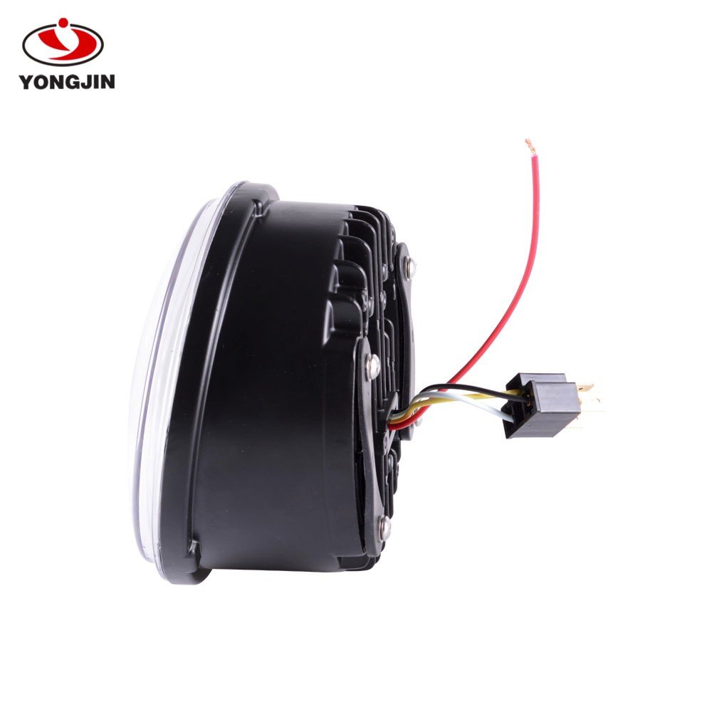YongJin motorcycle parts & accessories Round LED headlight with Angel Eye For vespa scooter Primavera