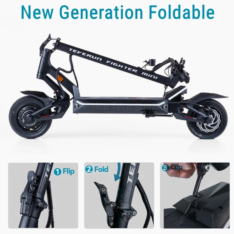EU Stock 2024 Newest Teverun Fighter Mini Pro 60V 25Ah Electric Scooter Smart BMS APP Dual Motor 1000W*2 65km/h Speed Scooter
